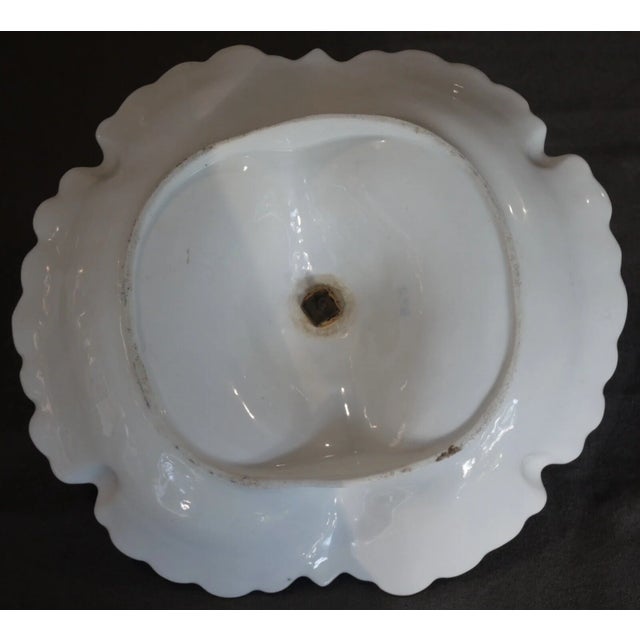 Circa 1880 Danish Victorian Art Nouveau Bing & Grondahl Porcelain Gilded Leaf Motifs Tidbit Server With Figural Onion Handle For Sale In New Orleans - Image 6 of 7