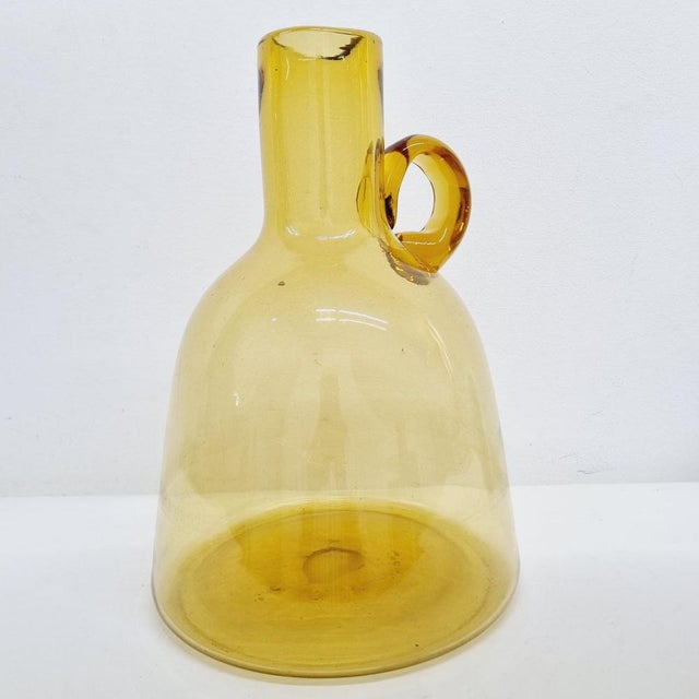 Amber Handcrafted Glass Vase, 1970s For Sale - Image 13 of 16