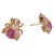 Bochic “Orient” Ruby and White Topaz Set In 18K Gold and Silver Earrings For Sale