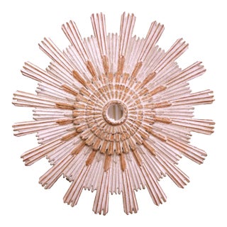 Monumental Vintage Italian Carved Sunburst Mirror With Four-Tier Rays For Sale