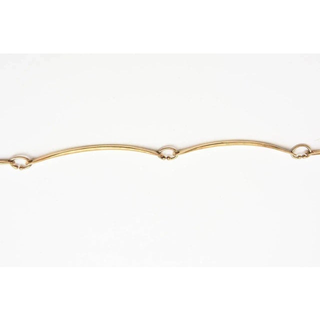 Modern Vintage Gold Wash Over Sterling Silver Sculptural Modernist Signed Artisan Necklace For Sale - Image 3 of 8