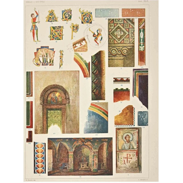 Decorative Motifs - Byzantine Styles is a print on ivory-colored paper realized by Andrea Alessio in the early 20th...