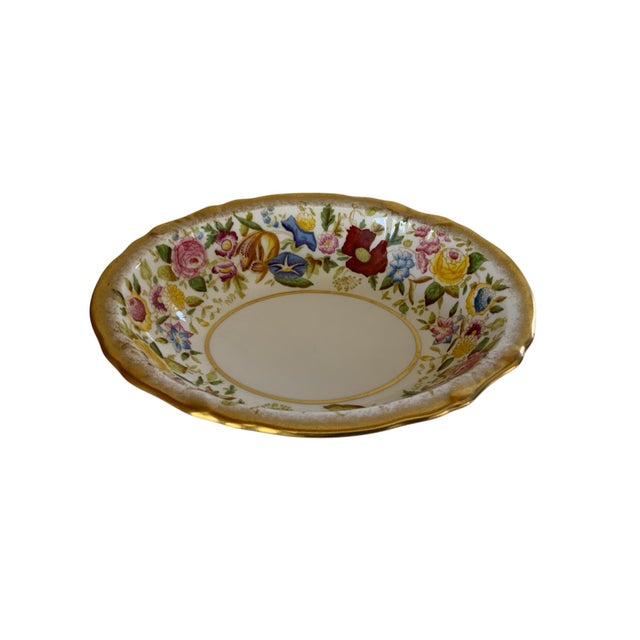 Vintage Hammersley "Queen Anne" Bone China Oval Vegetable Serving Bowl Made in England 1940s-1950s. Bowl Approx. 2" High x...