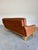 Mid Century Caramel Leather and Beech Sofa With Baseball Glove Stitching For Sale In Tampa - Image 6 of 9