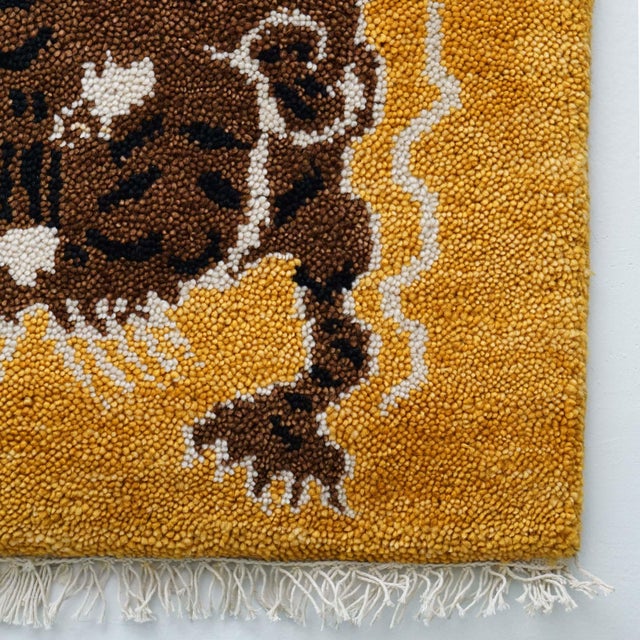 Contemporary Hand-Knotted Le Tibetan Rug in Golden Ochre - 5 X 7 For Sale - Image 3 of 5