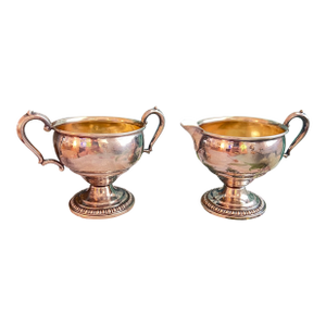 Antique Wm Rogers MFG Co Sterling Silver Trophy Style Cream & Sugar