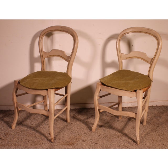 Polychrome Wooden Straw-Seated Chairs, 1950s, Set of 2 For Sale - Image 9 of 11