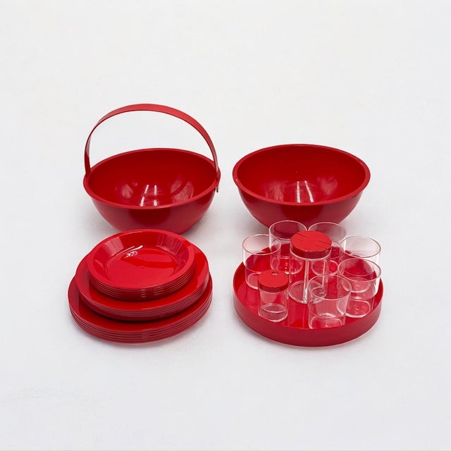 Picnic Set Model Pic Boll by Carlo Viglino for Guzzini, 1960s, Set of 29 For Sale - Image 10 of 11
