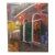 Vintage Mid-Century Signed Expressionist Architectural Courtyard Oil Painting – Heavy Impasto Large Street Scene For Sale
