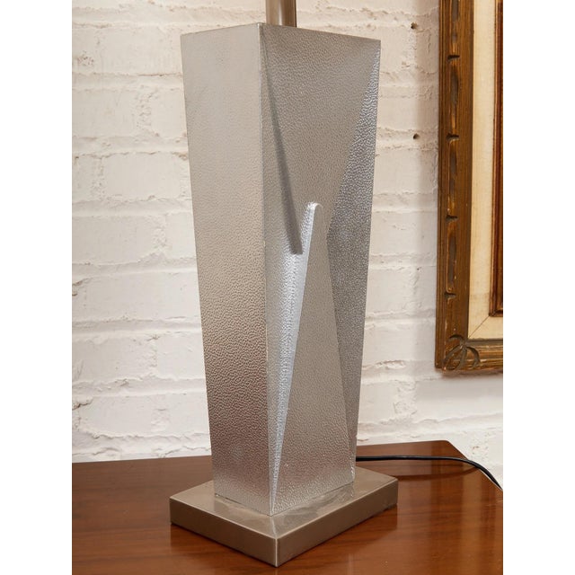 Mid 20th Century Silver Tone Designer Lamp For Sale - Image 4 of 10