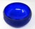 Cobalt Satin Hand-Blown Glass Bowl With Clear Etched Squares | Decorative Glass Bowl For Sale In Los Angeles - Image 6 of 12