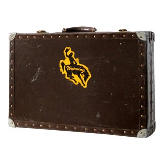Vintage Metal & Wood Luggage Case For Sale