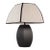 Black-Trimmed Linen & Iron Lamp For Sale