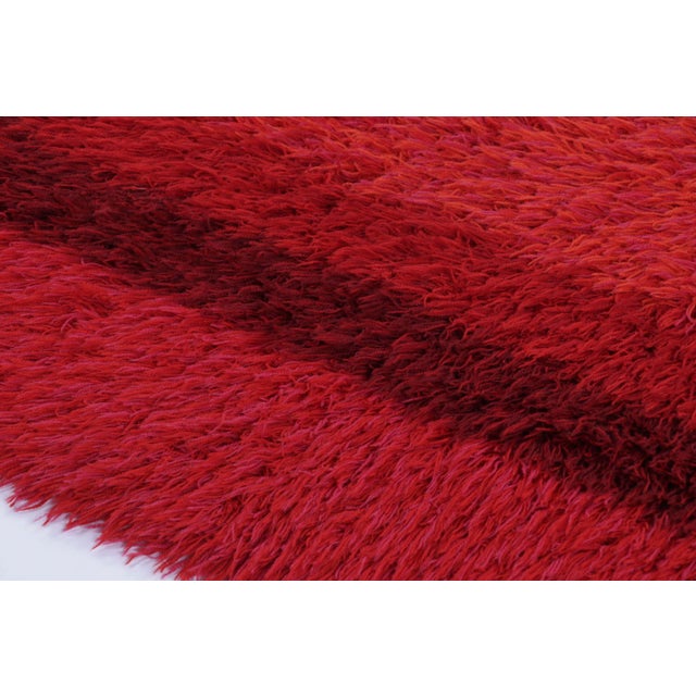 1960s Vintage Swedish Rya Rug With Crimson Red Geometric Grid - Rug & Kilim For Sale - Image 5 of 9