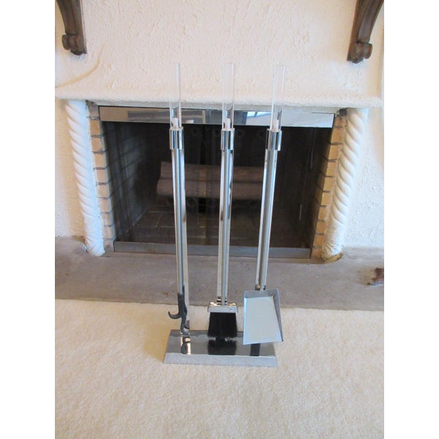 Mid Century Fireplace Tools Lucite Chrome Vintage 1970s Japan For Sale - Image 13 of 13