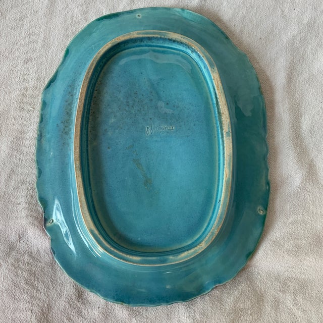 Ceramic Antique French Art Nouveau Asparagus Artichoke Dish Platter Server Majolica Late 19th Century For Sale - Image 7 of 8