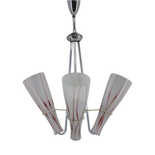 Czechoslovakian Glass Chandelier, 1970s For Sale