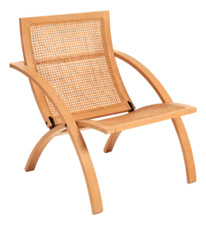 Folding Chair in Rattan and Wood by Gijs Bakker for Catelijn, Netherlands 1976
