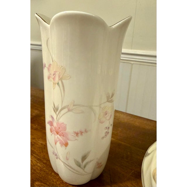 Late 20th Century Late 20th Century Fine China of Japan Floral Vase and French Orchid Bud Vase by Toyo Japan For Sale - Image 5 of 12