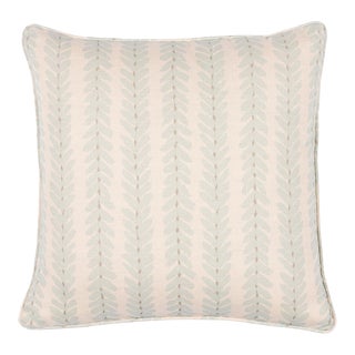 Schumacher X Veere Grenney Woodperry 18" Pillow in Aqua For Sale