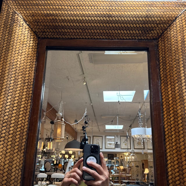 Lacquered Rattan Floor Mirror, Antique For Sale - Image 10 of 12