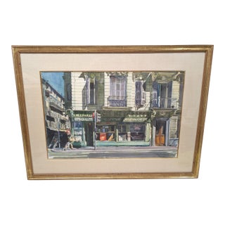 Shirl Herbert Goedike -Facades of Nice, the Pharmacy 1977 -Original Watercolor Painting For Sale