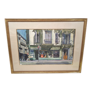 Shirl Herbert Goedike -Facades of Nice, the Pharmacy 1977 -Original Watercolor Painting