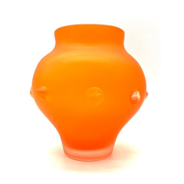 This extraordinary, bulbous studio glass vase is an outstanding example of avant-garde bohemian craftsmanship from the art...