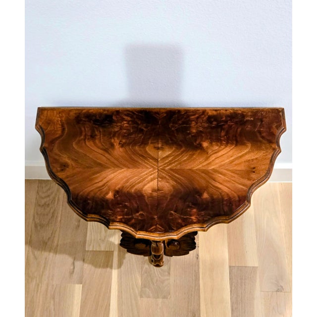 Antique Hand-Carved Demi Lune Half-Moon Table For Sale In Dallas - Image 6 of 7