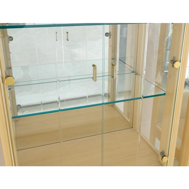 3 Blond Wood Glass Door Curio Cases Display Vitrine Cabinet Glass Shelves MINT! For Sale - Image 10 of 14