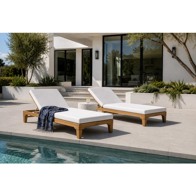 Contemporary Coastal Outdoor Teak Lounge Chair For Sale - Image 11 of 11
