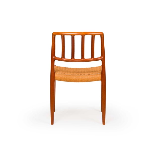 Wood j.l. Møller Danish Modern Dining Chair Set – Models 83 & 66 in Teak & Papercord For Sale - Image 7 of 11