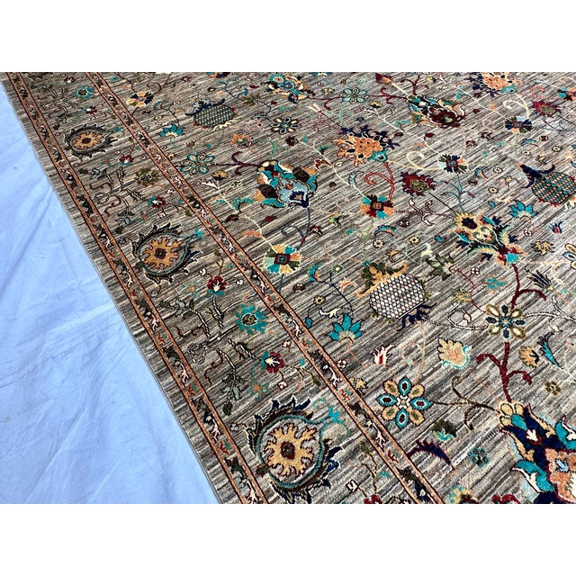 Hand-Knotted Afghan Sultanabad Chobi Wool Area Rug - 8'10" X 12'0" For Sale - Image 10 of 15