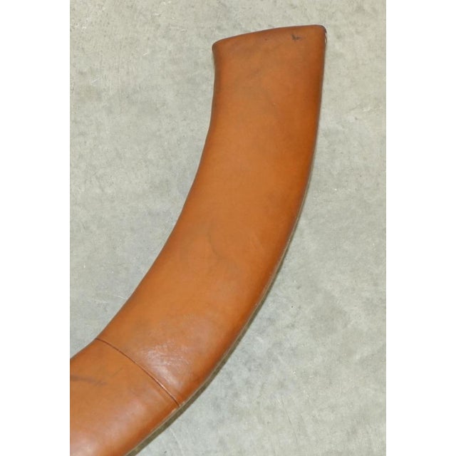 Brown Antique Victorian Demi Lune Brown Leather Club Fender with Pierced Metal, 1880s For Sale - Image 8 of 18