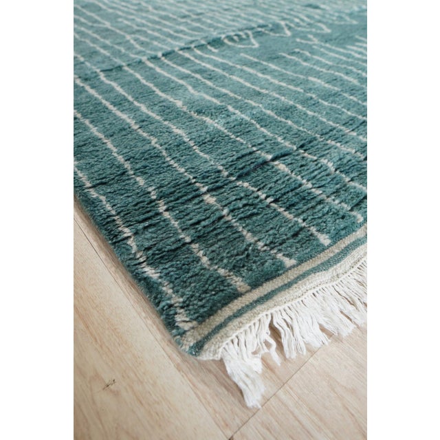 6x9 Beautiful Celia Green Geometric Contemporary Hand Knotted Wool Carpet Rug For Sale - Image 10 of 14