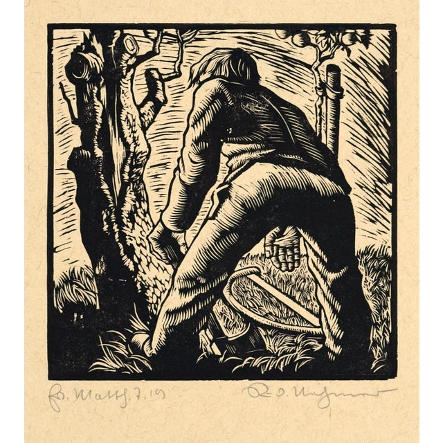 Rudolf Nehmer, The Fruitless Tree, 1948, Woodcut For Sale - Image 4 of 4