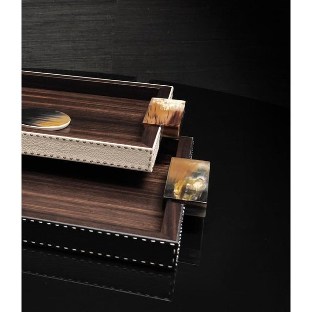 Not Yet Made - Made To Order Gioele Tray in Matte Amara Ebony Veneer and Aida Pebbled Leather by Arcahorn For Sale - Image 5 of 7