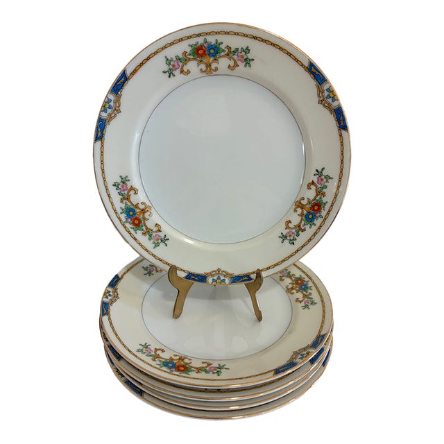Vintage Meito China Hand-Painted Floral Salad Plates, Set of 6 For Sale