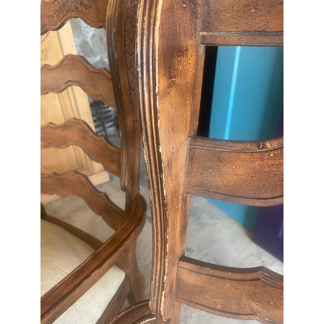 Coffee 1980s Pair of French Country Dining Room Arm Chairs For Sale - Image 8 of 17