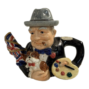 1990s Fitz and Floyd Winston Churchill Character Teapot