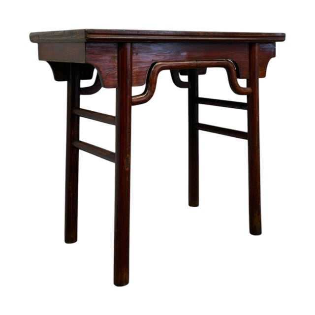Chinese 1970s Traditional Chinese Style Dark Wood Console Table With Camel-Hump Apron. For Sale - Image 3 of 7