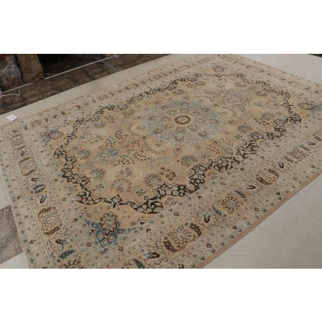 Rug & Kilim Antique Persian Yazd Rug in Beige, With Floral Patterns, From Rug & Kilim For Sale - Image 4 of 7