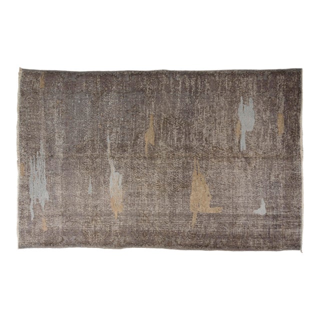 Mid 20th Century Earthy Beige & Soft Blue Accents Rug For Sale