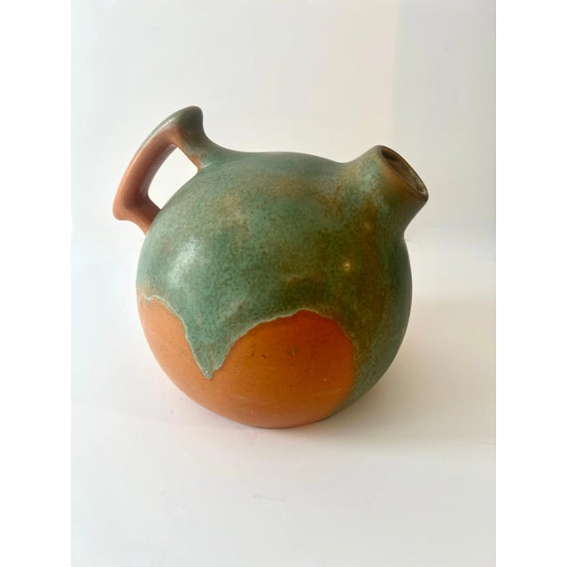 Contemporary American Hand Crafted Round Pottery Pitcher For Sale - Image 3 of 5