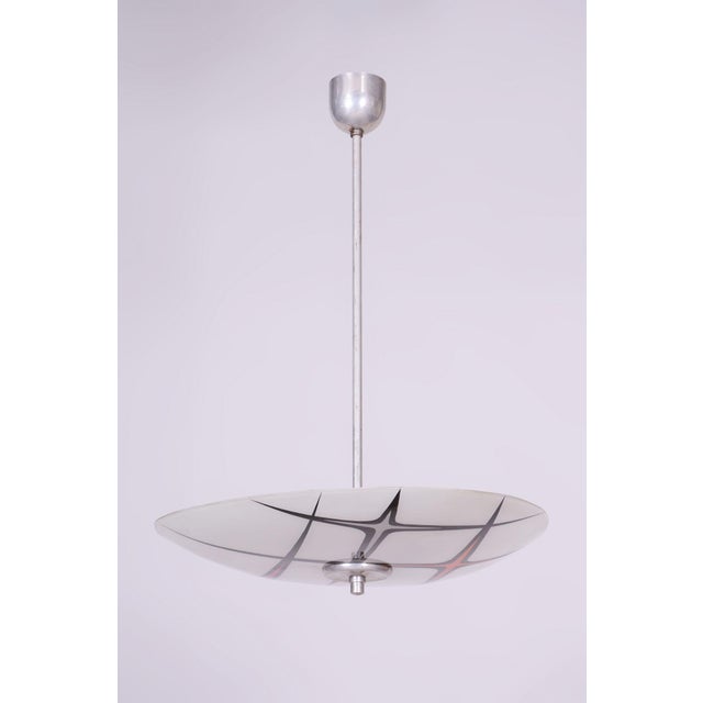 Mid-Century Chandelier in Chromed Steel and Glass, Czech, 1950s For Sale - Image 11 of 11