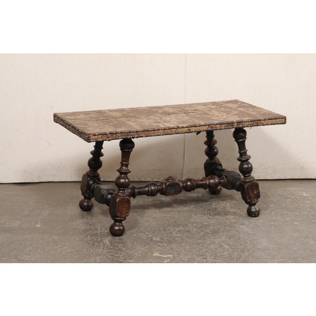 17th C Hand-Tooled Leather Top Coffee Table For Sale - Image 10 of 10
