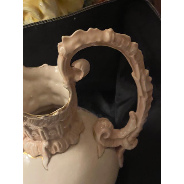 Antique Victorian Ewer Pitcher Hand Painted Florals Gold Trim 11" Ruffled #409 For Sale - Image 11 of 11