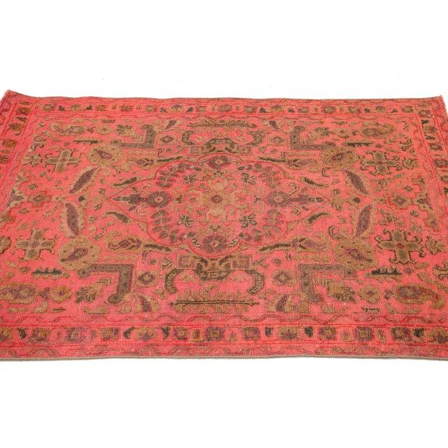 Persian Overdyed Wool Rug in Pink With Allover Motif 3 X 5 For Sale - Image 4 of 8