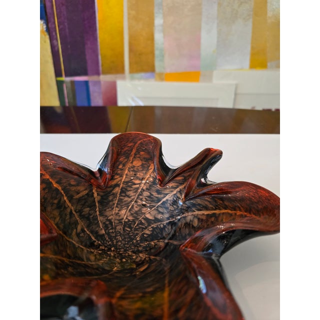 Chestnut Vintage Mid Century Modern Murano Style Leaf Centerpiece For Sale - Image 8 of 8