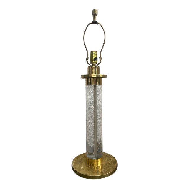 Fredrick Cooper Lucite Brass Lamp Karl Springer Charles Hollis Jones Style For Sale